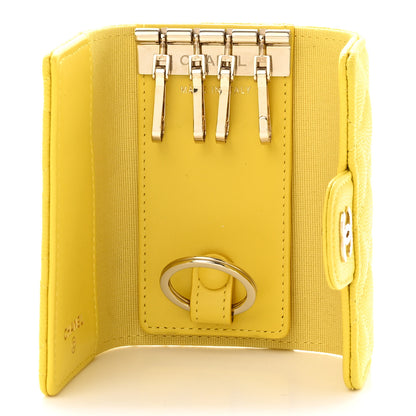 Chanel Caviar Quilted Classic 4 Key Holder Wallet Yellow 5 of 13