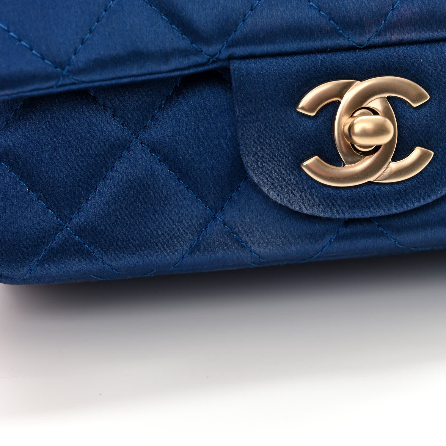 Chanel Satin Quilted Extra Mini Rectangular Flap Blue 12 of 13