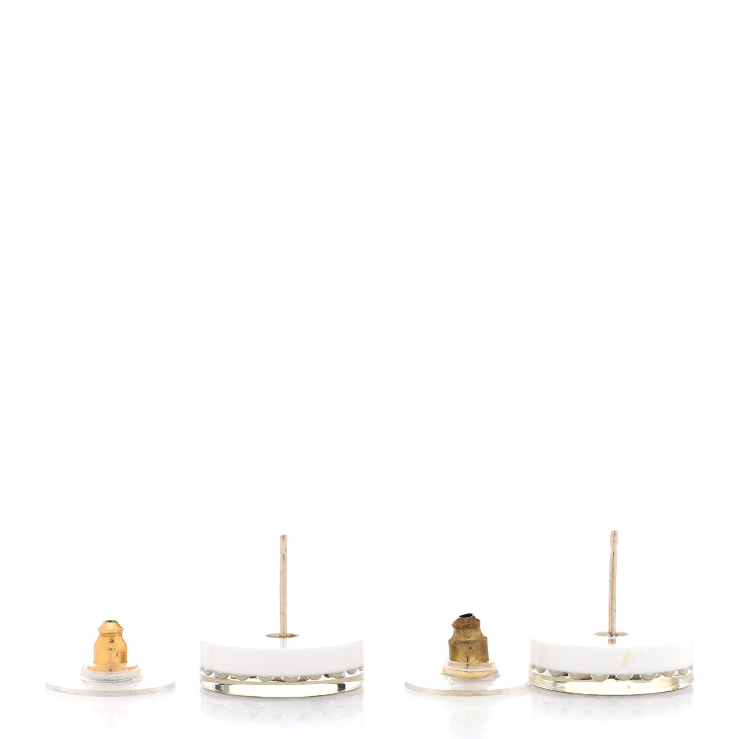 Chanel Resin Pearl Round CC Earrings White Black Gold 4 of 4