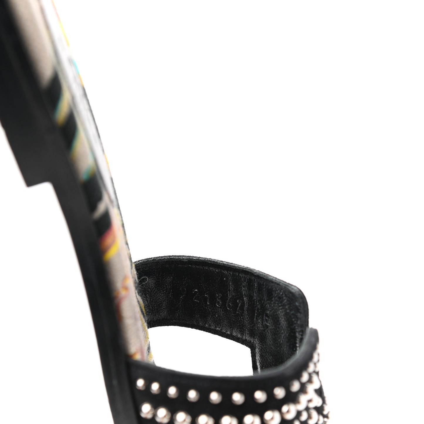 Suede Goatskin Studded Oran Sandals 35.5 Black