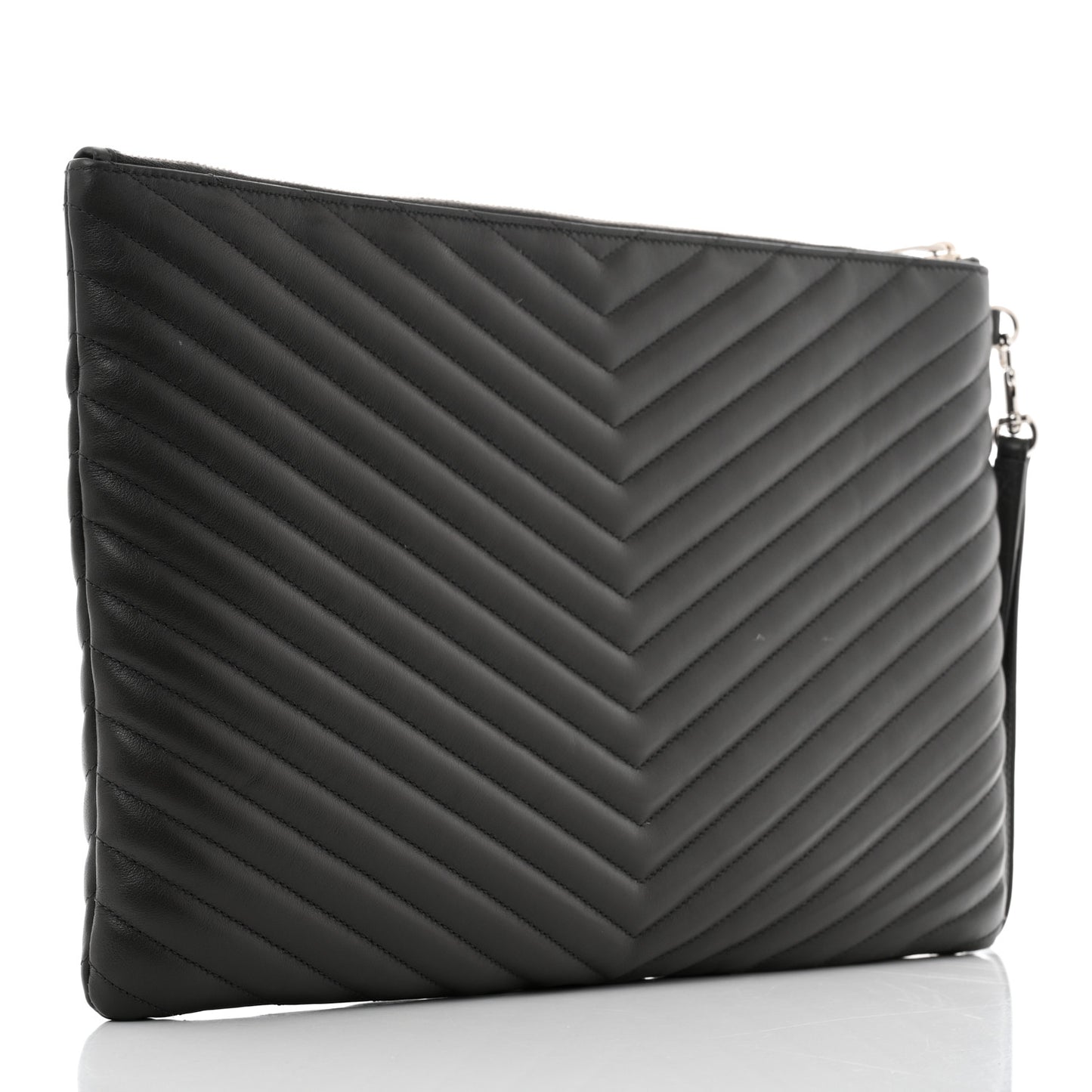 Calfskin Matelasse Chevron Cassandre Monogram Document Holder Coal