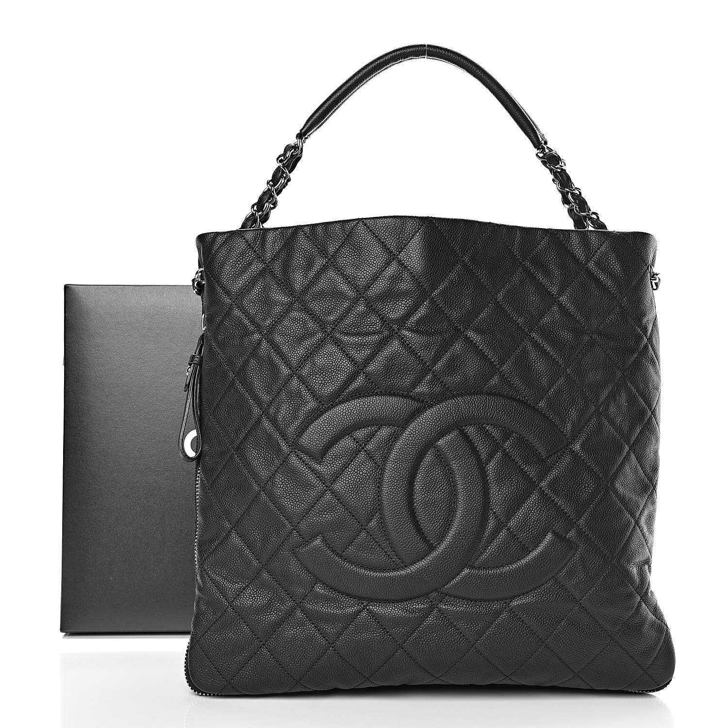 Chanel Caviar Quilted Expandable Zip Shoulder Bag Black 11 of 11