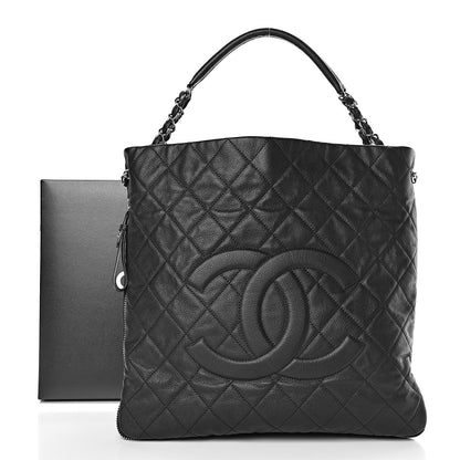 Chanel Caviar Quilted Expandable Zip Shoulder Bag Black 11 of 11