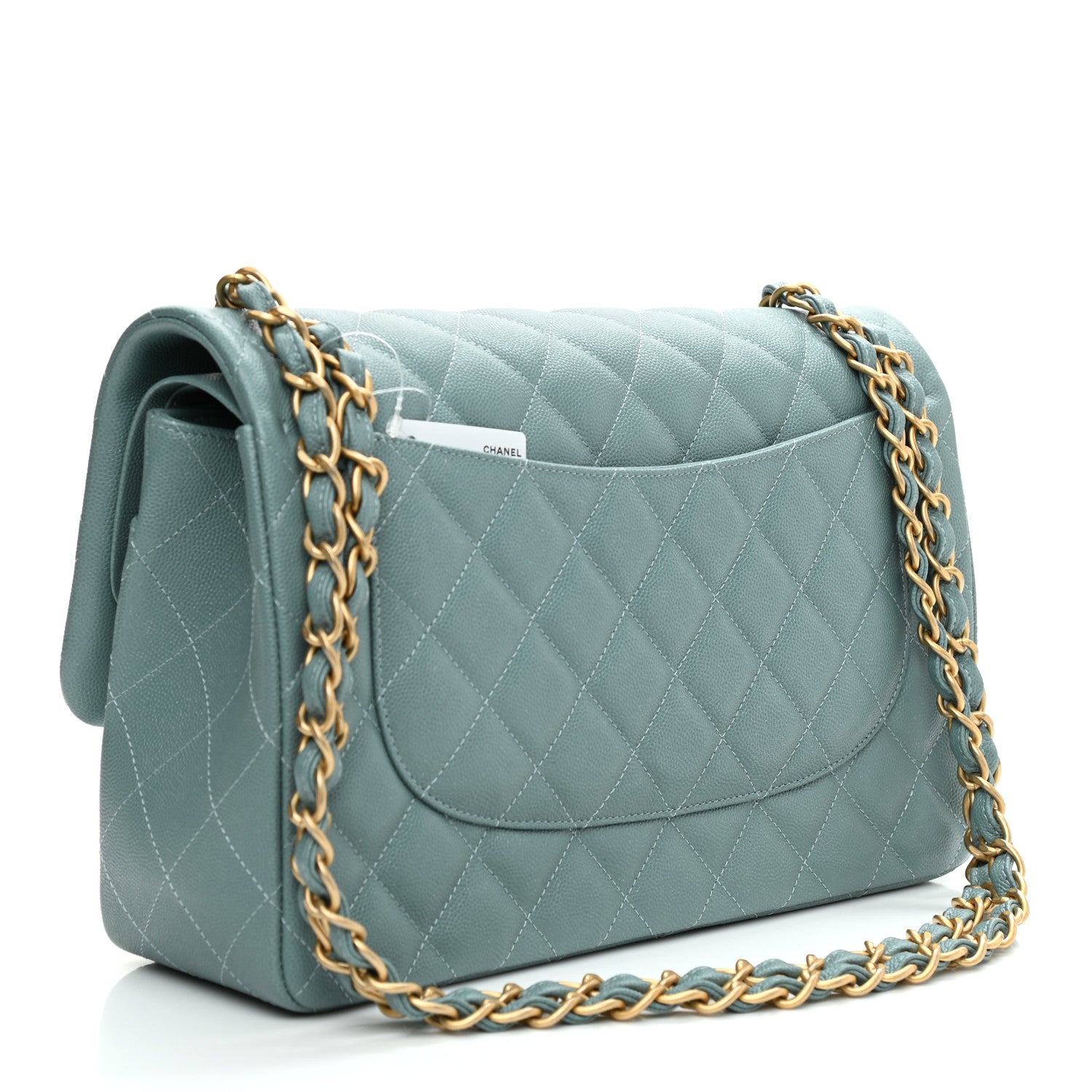 Chanel Iridescent Caviar Quilted Jumbo Double Flap Light Blue 3 of 11