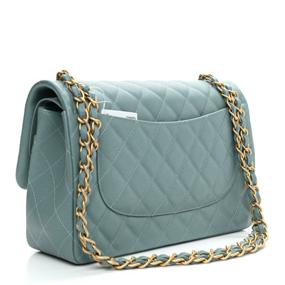 Chanel Iridescent Caviar Quilted Jumbo Double Flap Light Blue 3 of 11