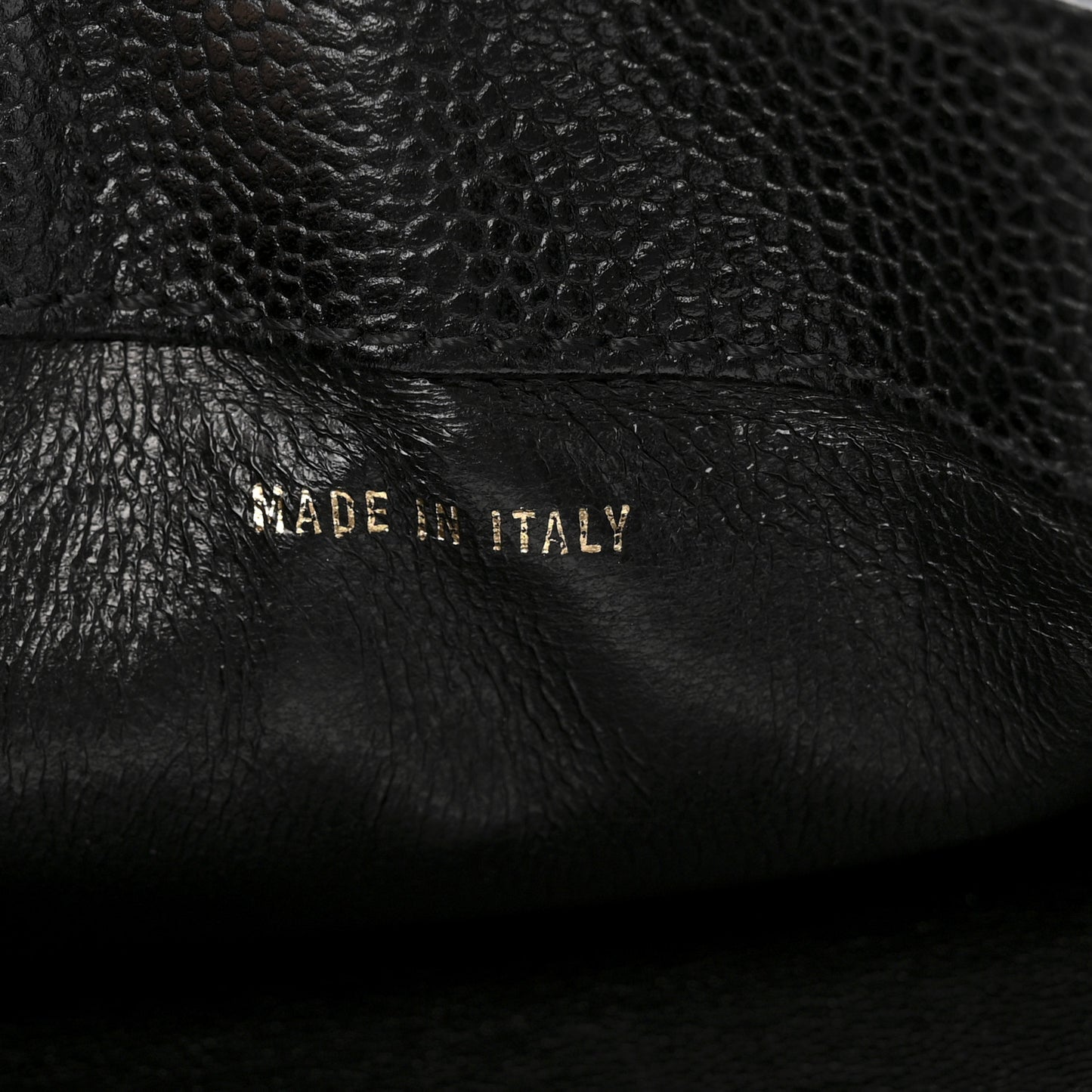 Caviar Diamond Flap Shoulder Bag Black