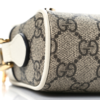Gucci GG Supreme Monogram Textured Calfskin Web Mini Ophidia Shoulder Bag Beige Ebony Mystic White 8 of 9