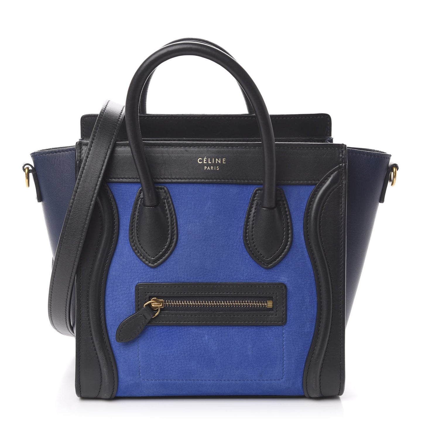 Smooth Calfskin Nubuck Nano Tri-Color Luggage Bright Blue