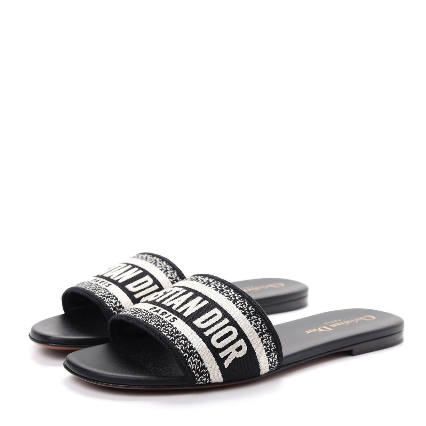Canvas Embroidered Dway Mules Slide Sandals 38 Deep Blue
