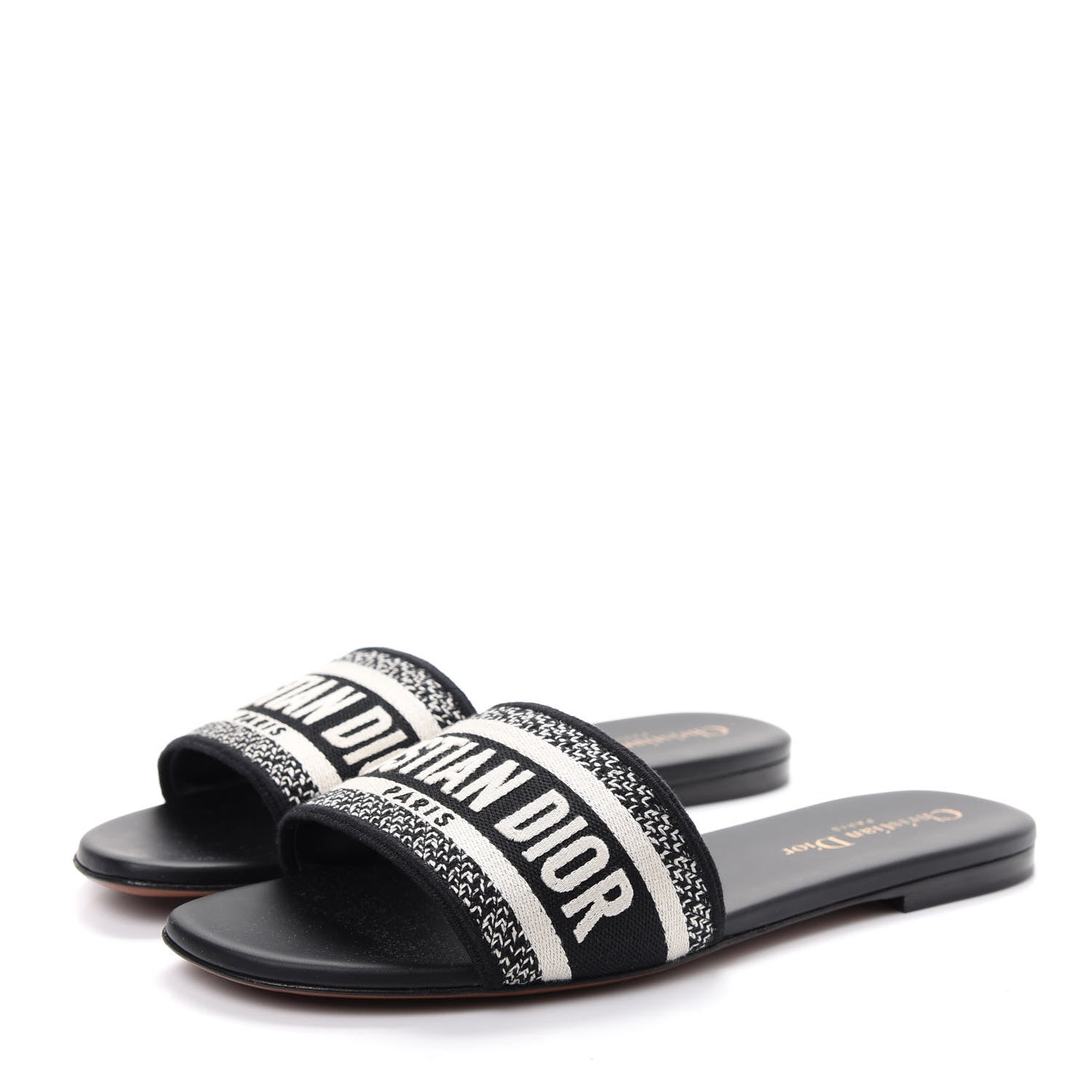 Christian Dior Canvas Embroidered Dway Mules Slide Sandals 38 Deep Blue 3 of 10
