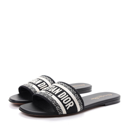 Christian Dior Canvas Embroidered Dway Mules Slide Sandals 38 Deep Blue 3 of 10