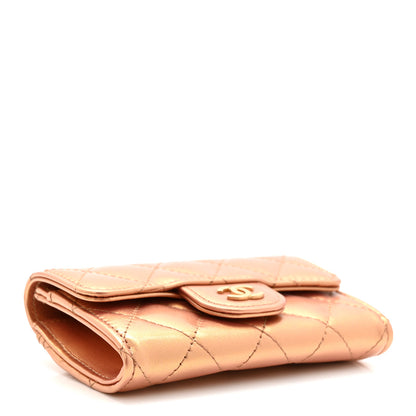 Chanel Metallic Lambskin Quilted Flap Card Holder Wallet Golden 4 of 9