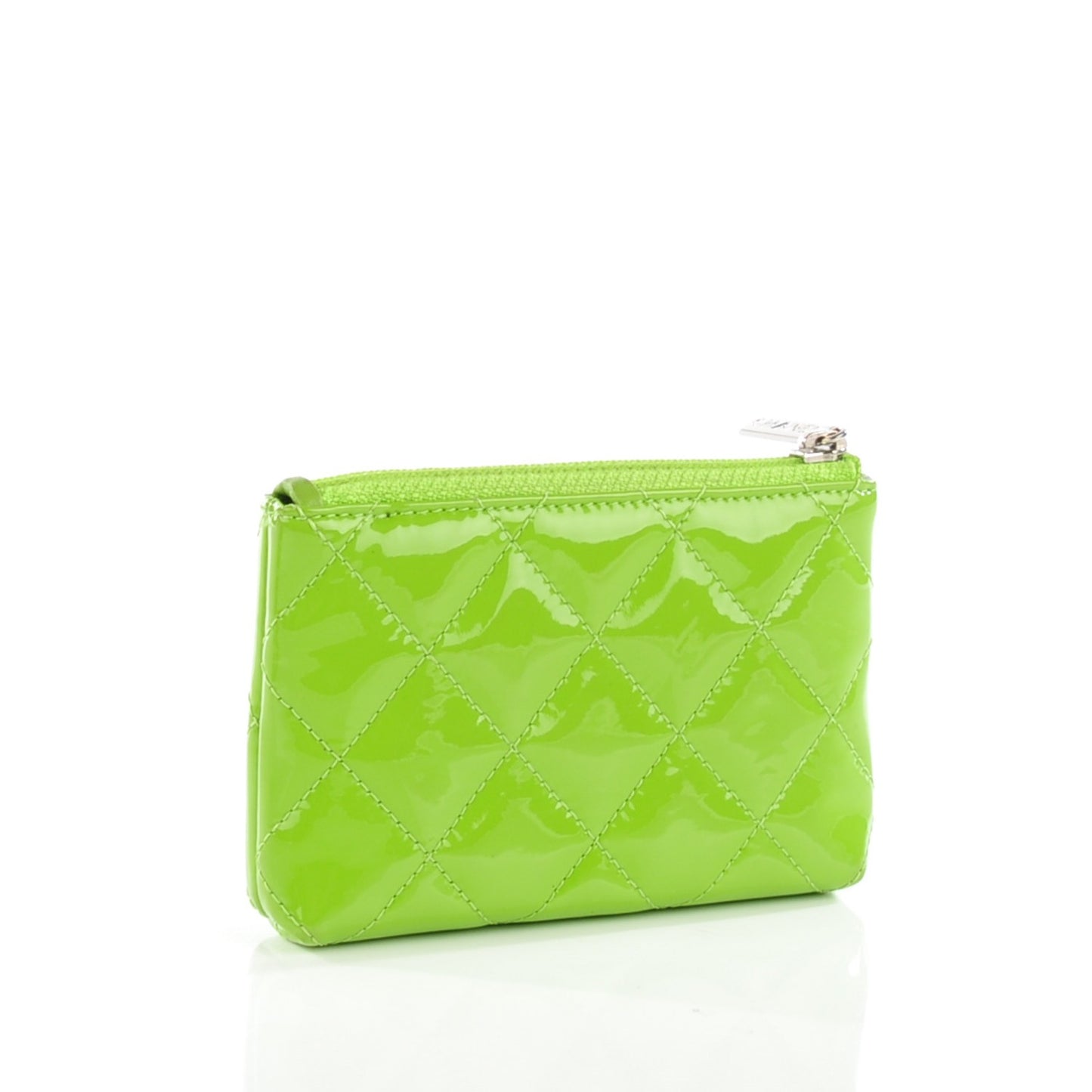 Patent Quilted Brilliant Key Holder Case Light Green