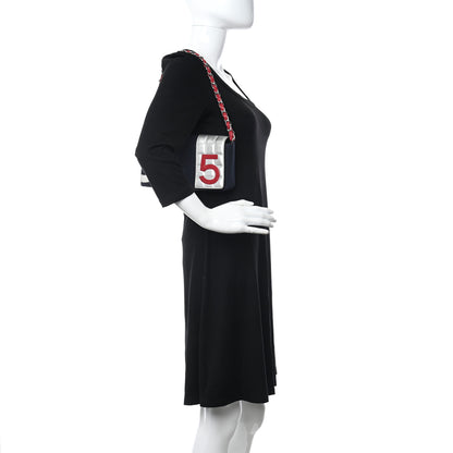 Chanel Canvas Metallic Lambskin Chocolate Bar N°5 Bag Navy Blue 2 of 10