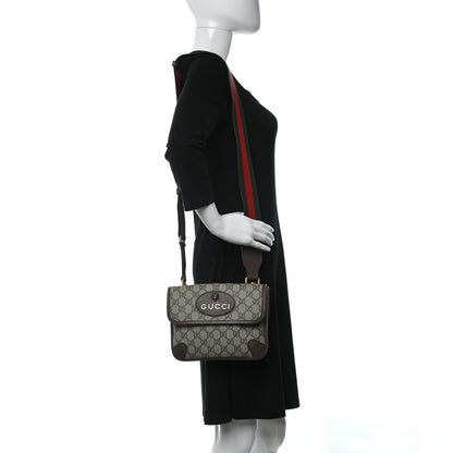 Gucci GG Supreme Monogram Web Small Neo Vintage Double Flap Messenger Bag Beige New Acero 2 of 9