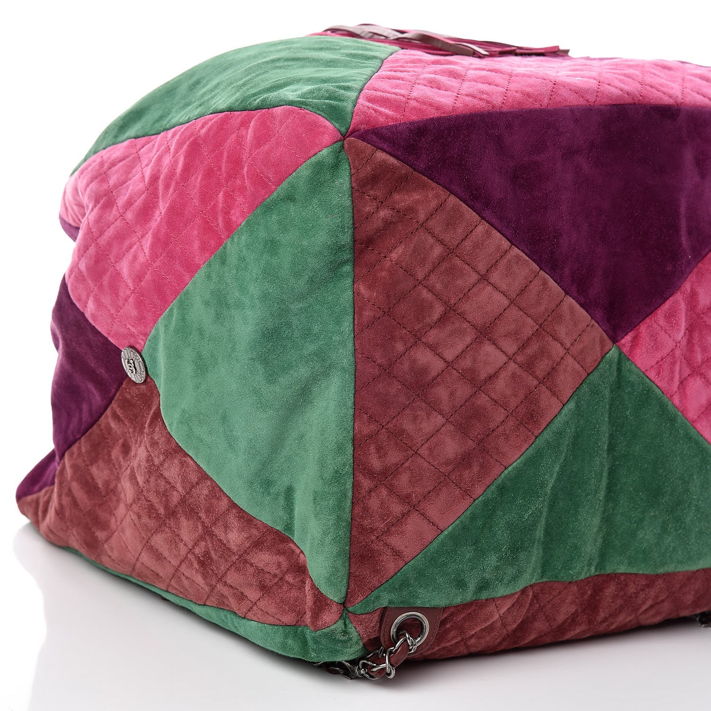 Suede Quilted Patchwork Drawstring Backpack Green Pink Purple Burgundy