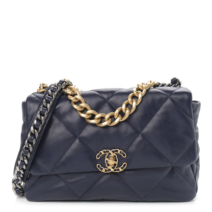 Chanel Lambskin Quilted Large Chanel 19 Flap Navy Blue 1 of 9