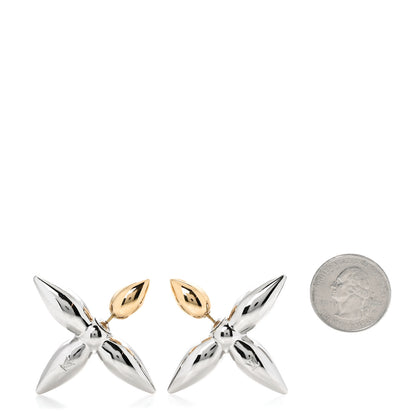 Louis Vuitton Metal Louisette Earrings Silver Gold 2 of 5
