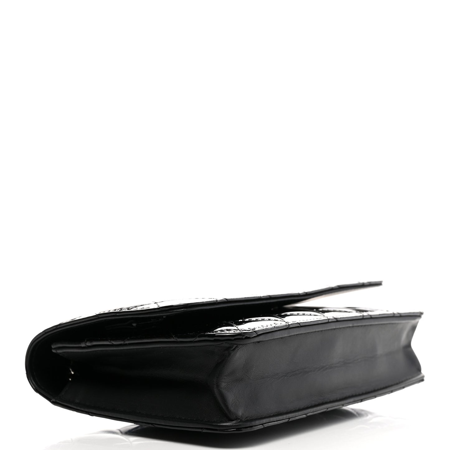 Patent Quilted Wallet On Chain WOC Black