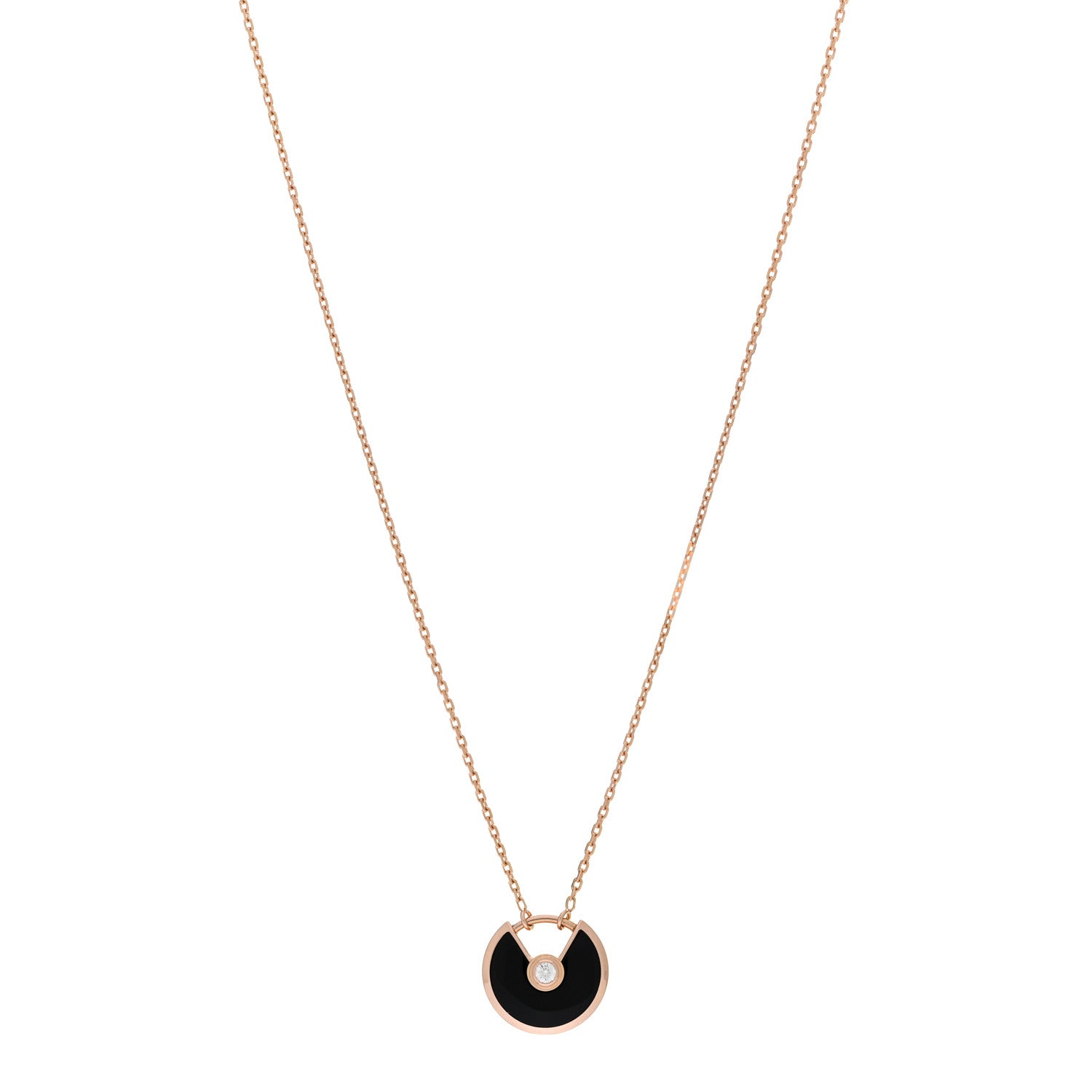 Cartier 18K Pink Gold Diamond Black Onyx XS Amulette de Cartier Pendant Necklace 1 of 5