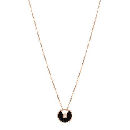 Cartier 18K Pink Gold Diamond Black Onyx XS Amulette de Cartier Pendant Necklace 1 of 5