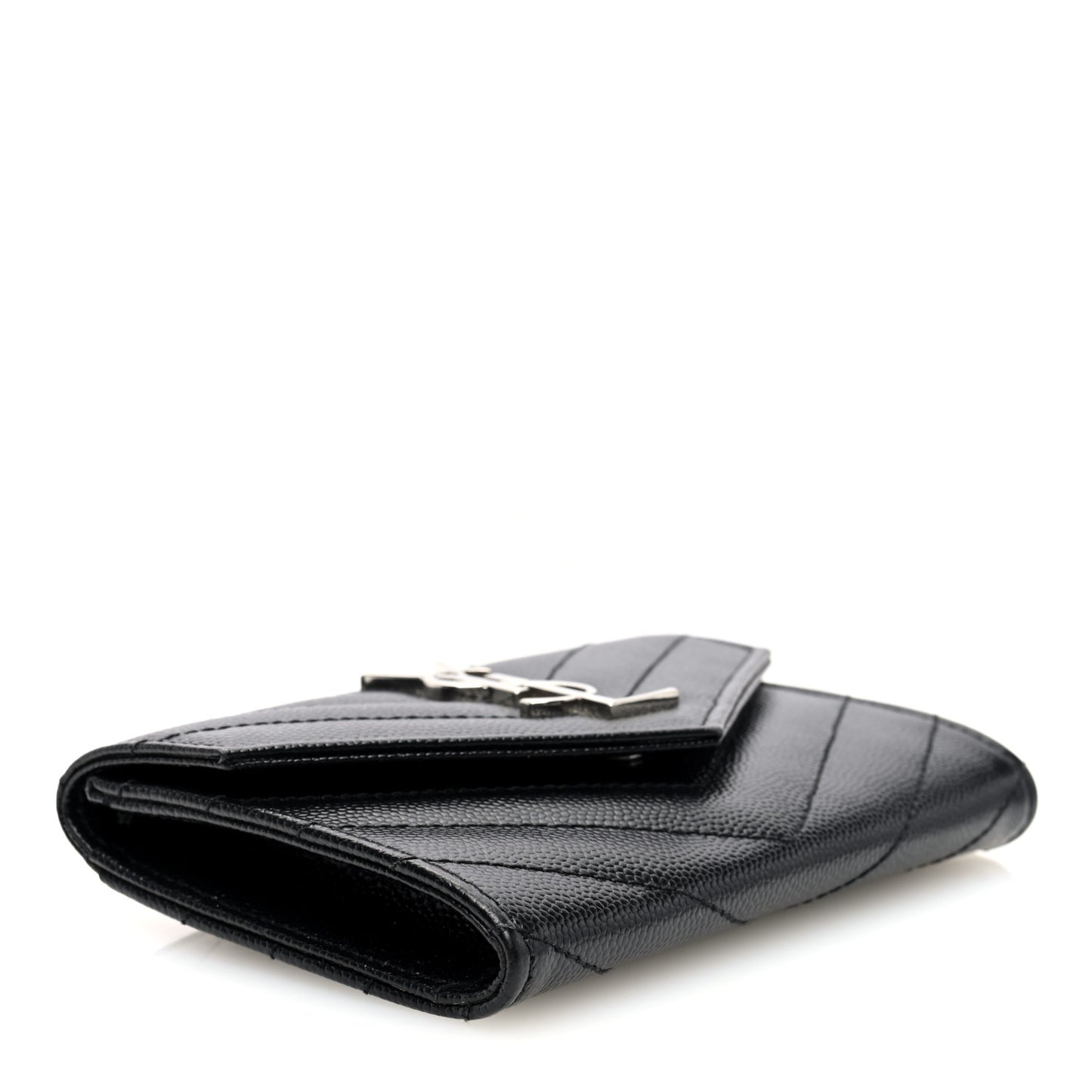 Grain De Poudre Matelasse Chevron Small Monogram Envelope Wallet Black Black