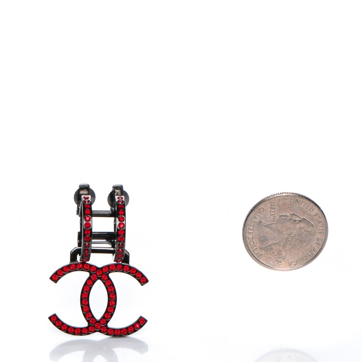 Chanel Crystal CC Single Clip On Earring Red 2 of 5