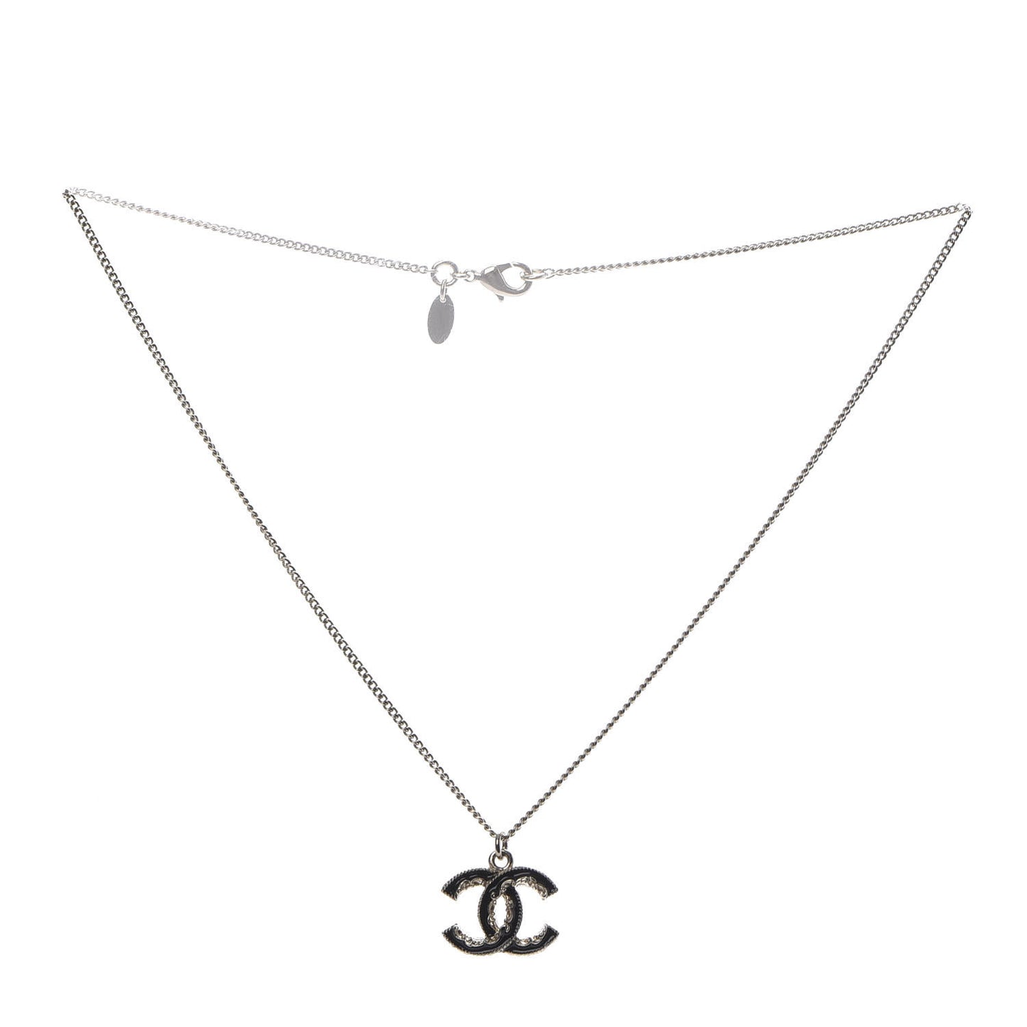 Enamel CC Baroque Necklace Black Gold