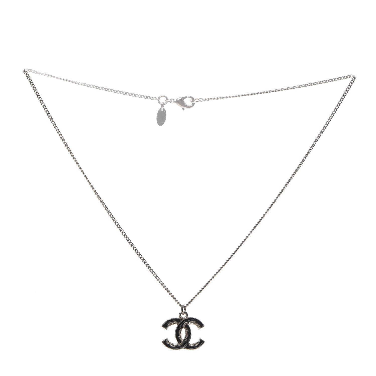 Chanel Enamel CC Baroque Necklace Black Gold 3 of 6