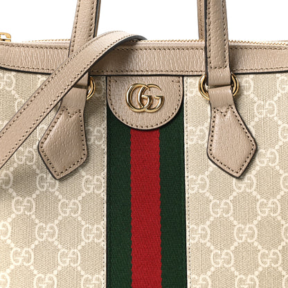 Gucci GG Supreme Monogram Textured Dollar Calfskin Web Small Ophidia Tote Bag Beige Mystic White Oatmeal 8 of 10