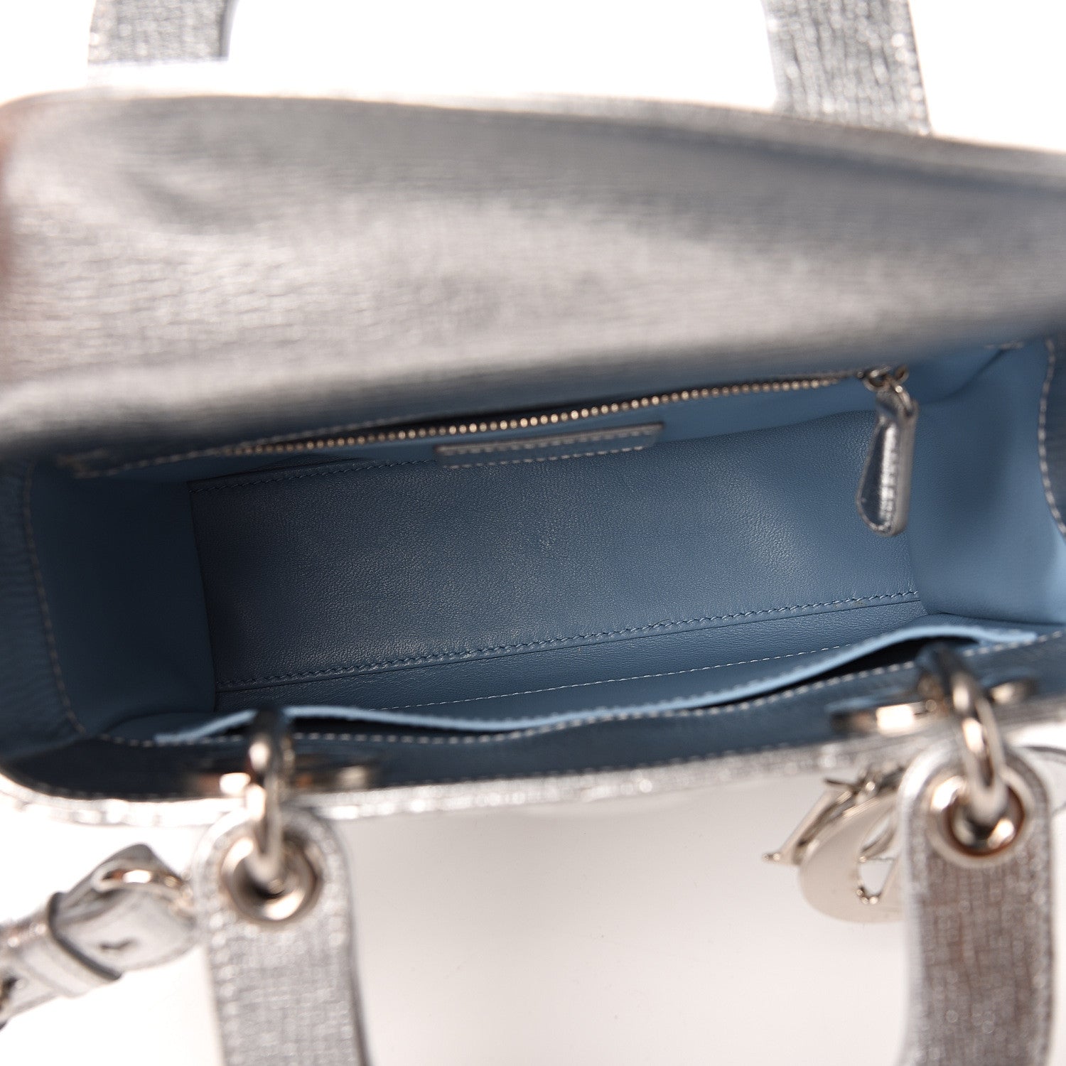 Christian Dior Metallic Grained Calfskin Cannage Small Lucky Badges My Lady Dior Silver 4 of 9
