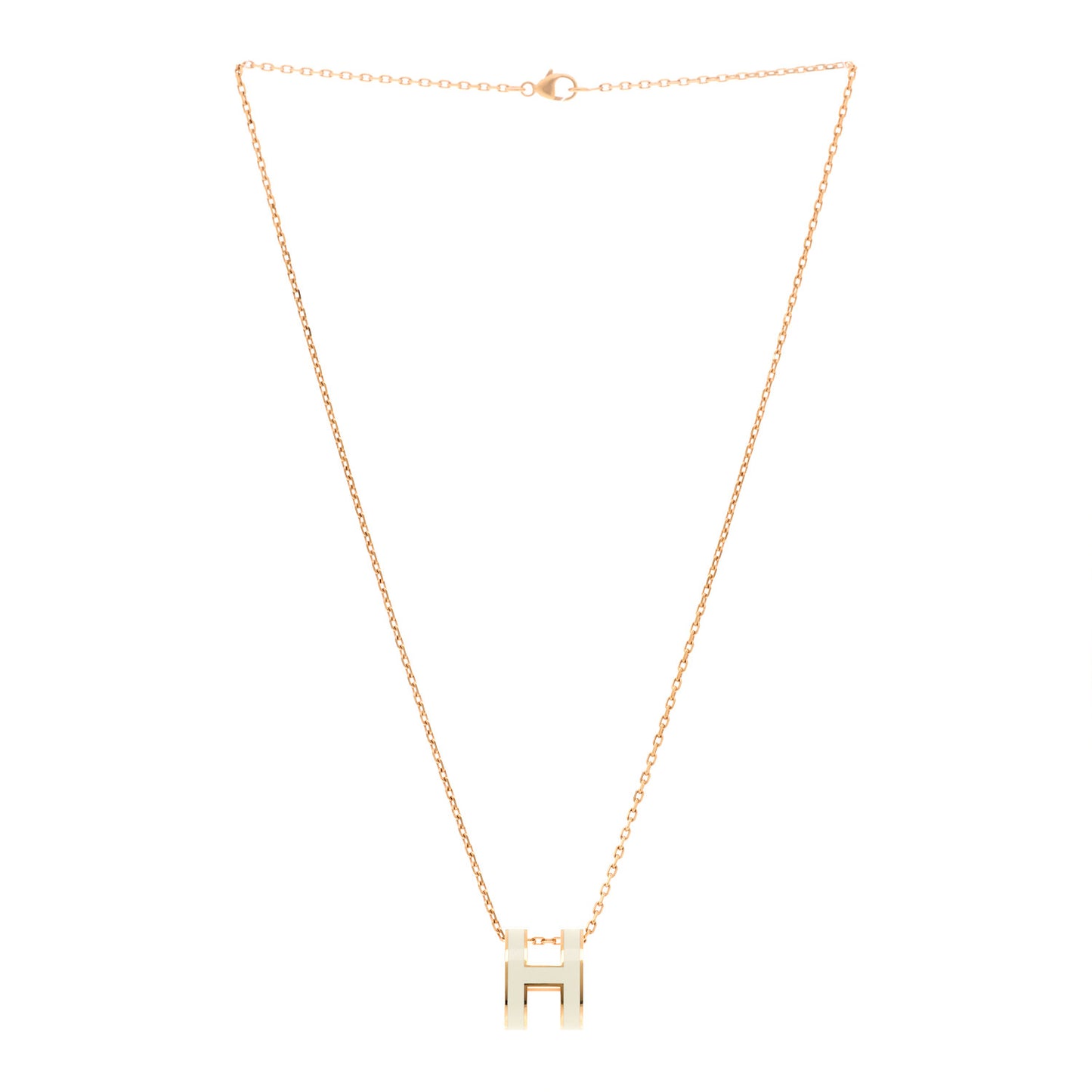 Lacquered Rose Gold Pop H Pendant Necklace White