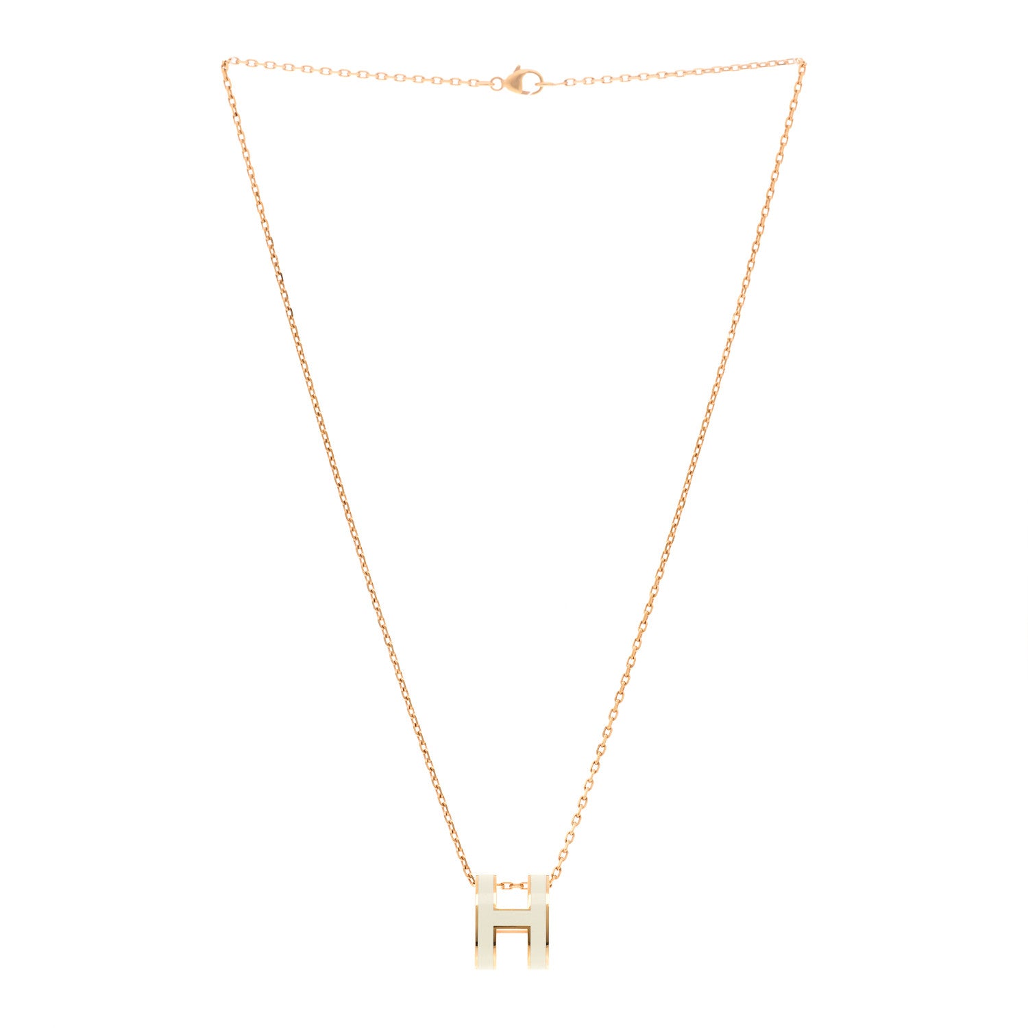 Hermes Lacquered Rose Gold Pop H Pendant Necklace White 3 of 7