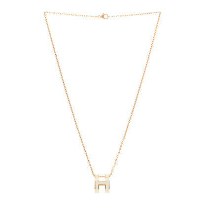 Hermes Lacquered Rose Gold Pop H Pendant Necklace White 3 of 7