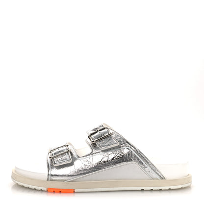 Louis Vuitton Metallic Mix Materials Mens LV Script Trainer Mules 11 Silver Multicolor 1 of 12