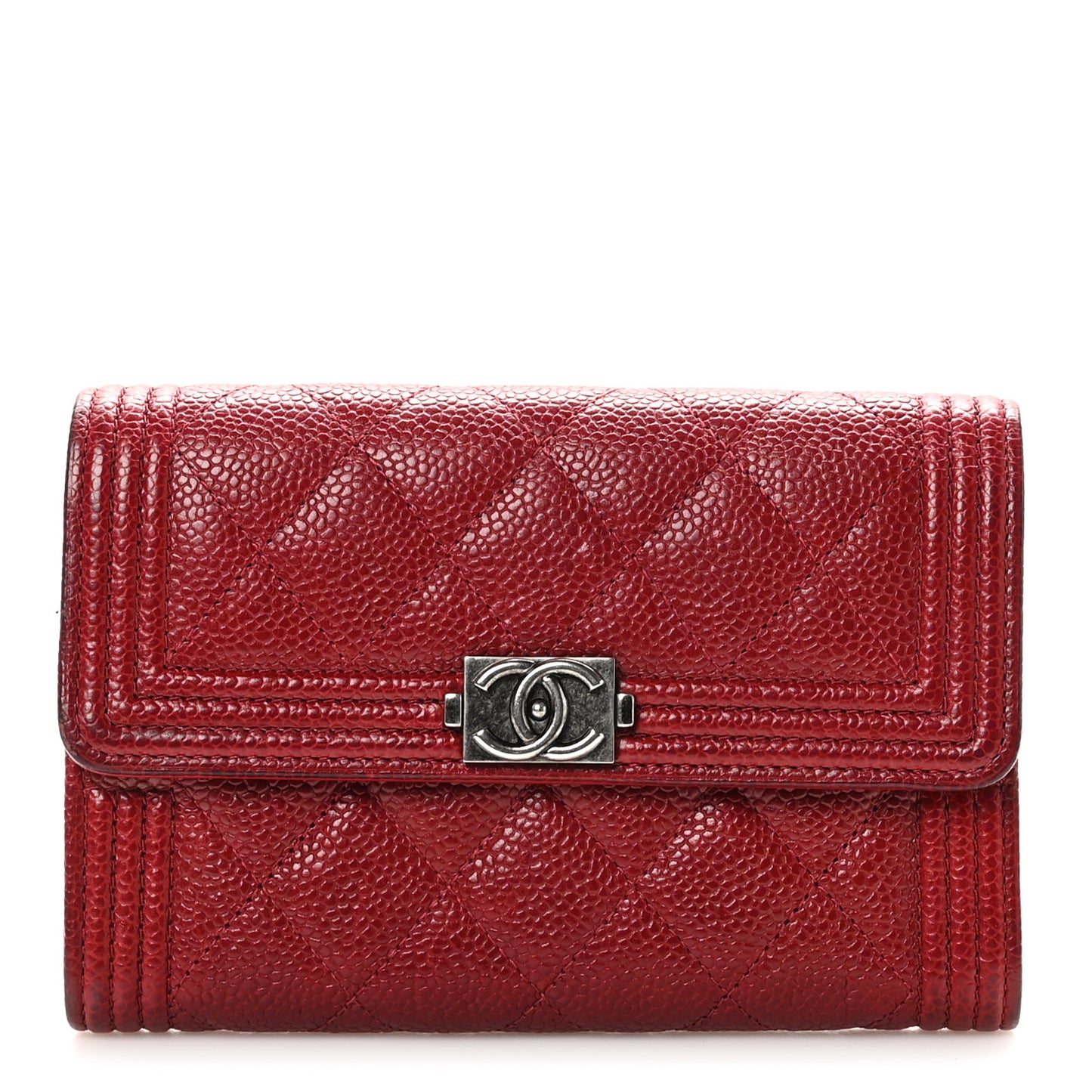 Caviar Quilted Medium Boy Flap Wallet Red