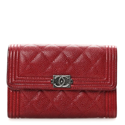 Chanel Caviar Quilted Medium Boy Flap Wallet Red 1 of 9