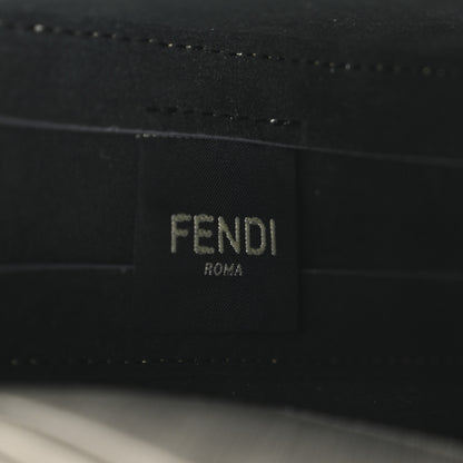 Fendi Shiny Glazed Fabric Vitello Cover FF 1974 Logo Clutch Pearl Gravel 6 of 11