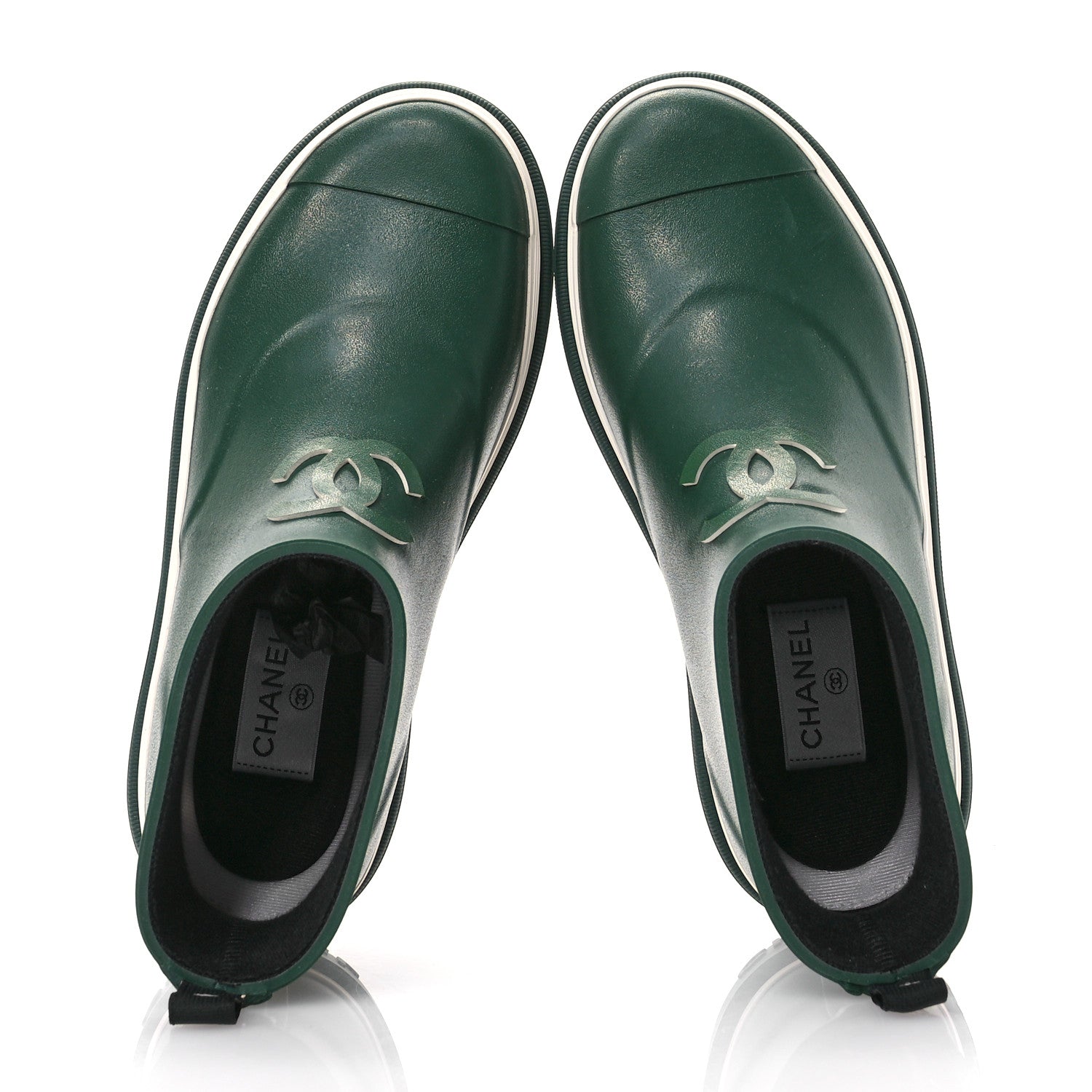 Chanel Rubber CC Short Rain Boots 38 Dark Green 2 of 8