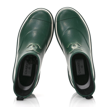 Chanel Rubber CC Short Rain Boots 38 Dark Green 2 of 8