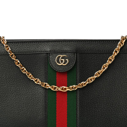 Gucci Textured Calfskin Web Medium Ophidia Chain Shoulder Bag Black 8 of 11