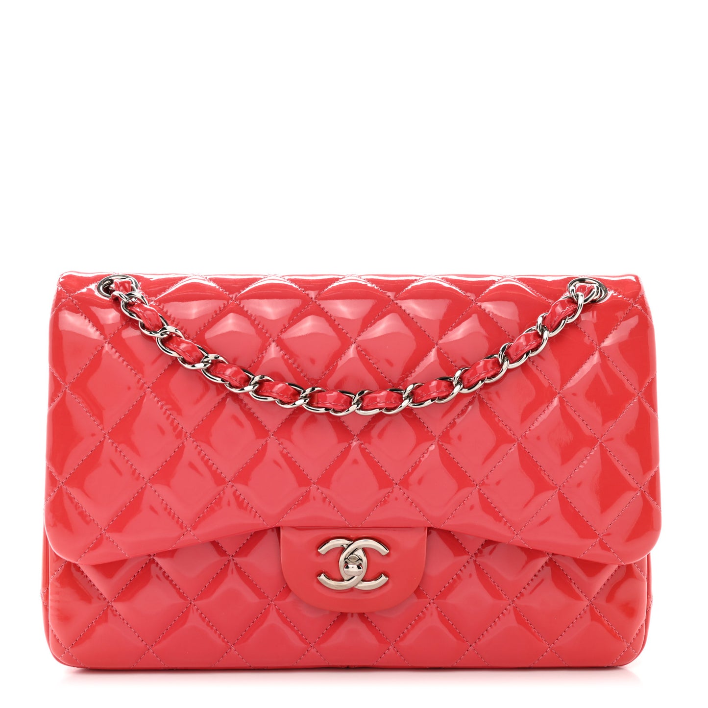 Patent Quilted Jumbo Double Flap Pink