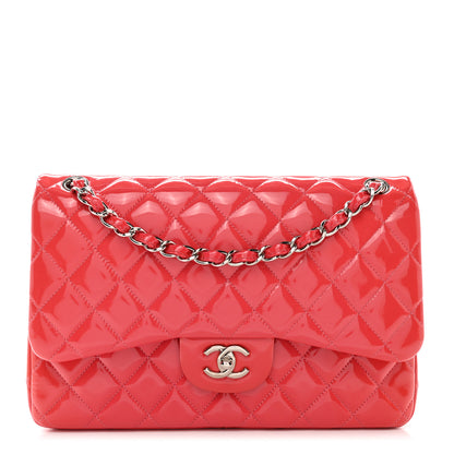 Chanel Patent Quilted Jumbo Double Flap Pink 1 of 10