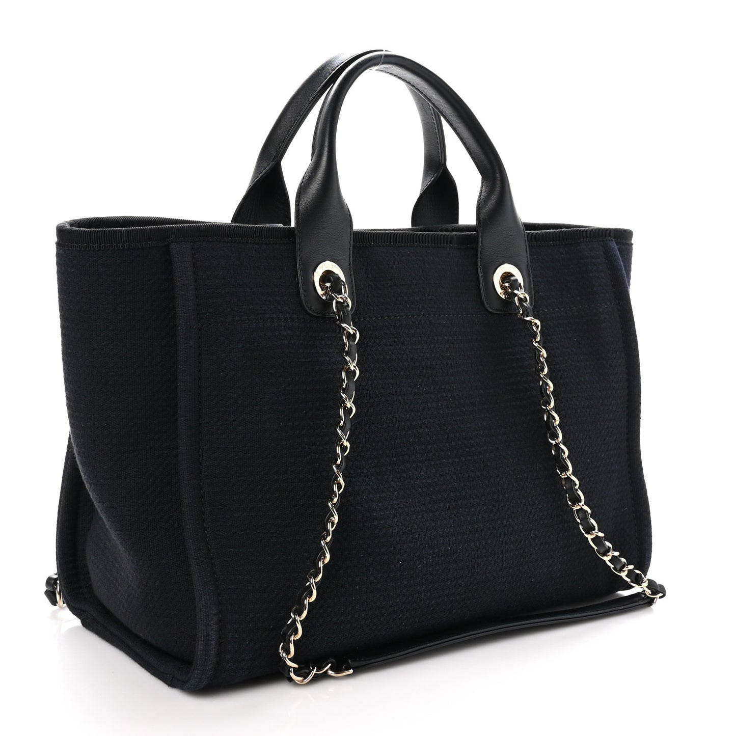 Mixed Fibers Calfskin Small Deauville Tote Black