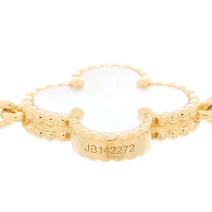 Van Cleef & Arpels 18K Yellow Gold Mother of Pearl 5 Motifs Vintage Alhambra Bracelet 4 of 5