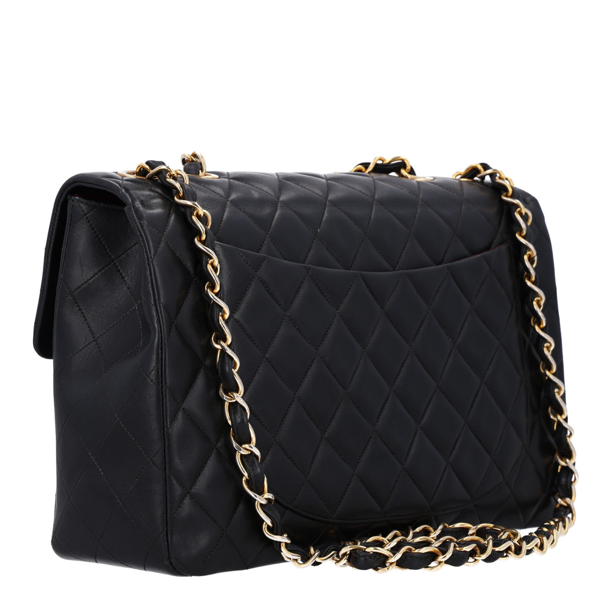 Lambskin Quilted XL Jumbo Single Flap Black