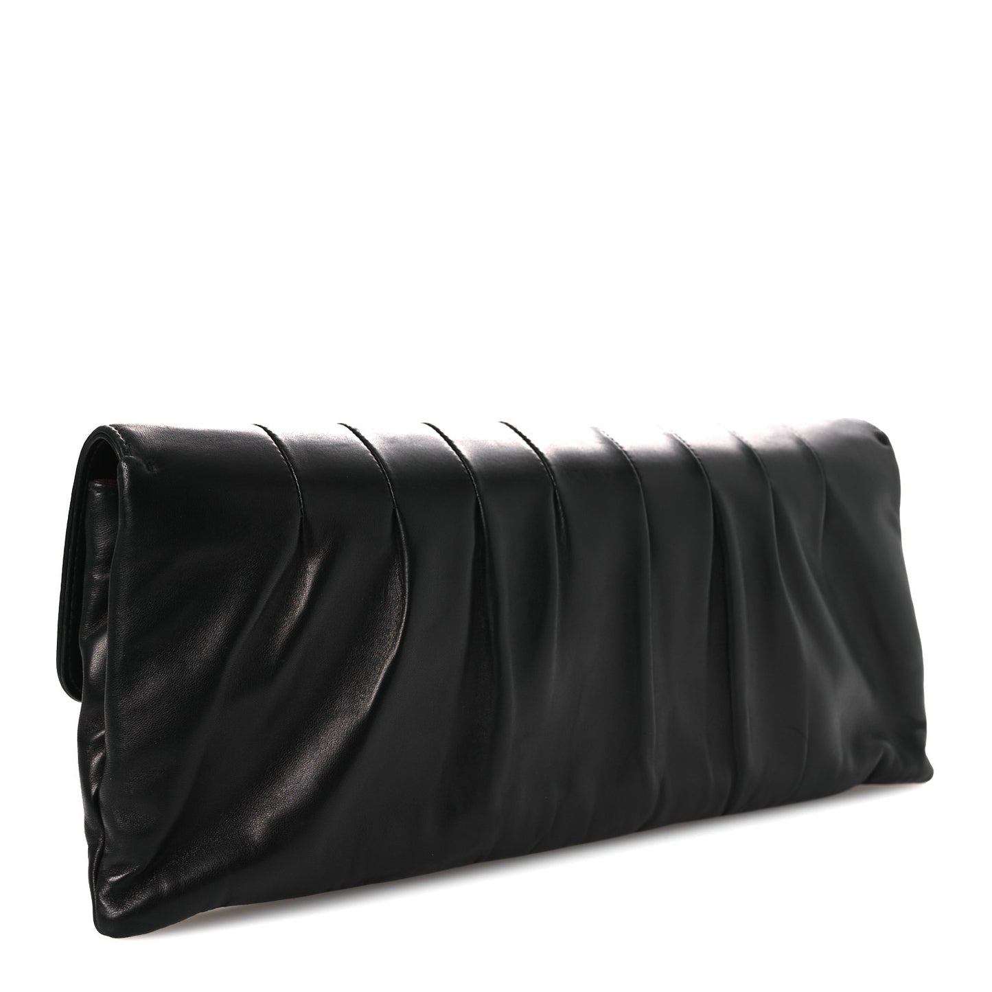Lambskin Vertical Quilted Clutch Black