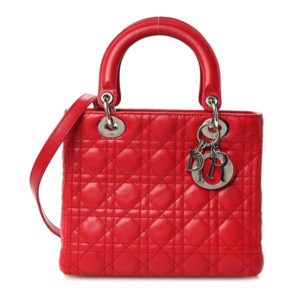 Christian Dior Lambskin Cannage Medium Lady Dior Red 1 of 10