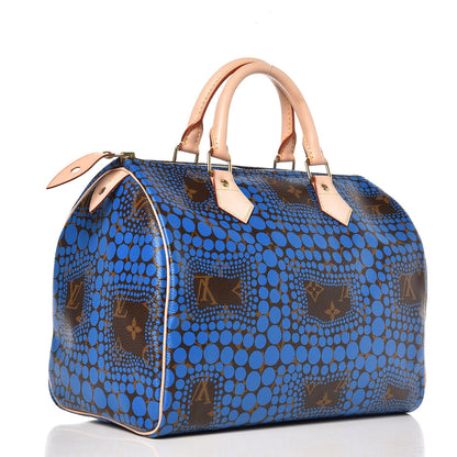 Louis Vuitton Monogram Kusama Town Speedy 30 Blue 3 of 8