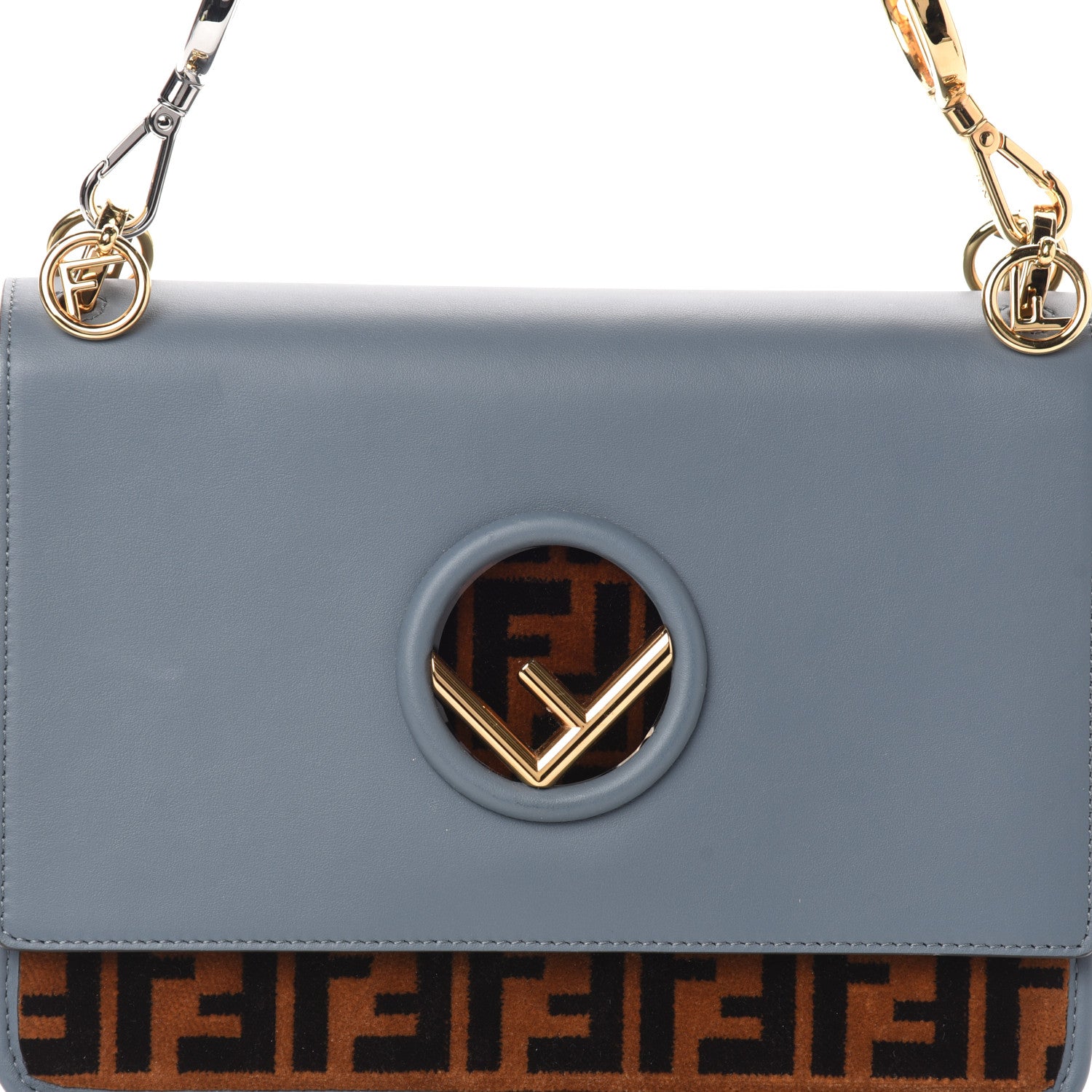 Fendi Vitello Century Velvet F is Fendi FF Kan I Shoulder Bag Tobacco Tempesta 7 of 9